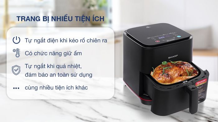 Tiện ích - Nồi chiên không dầu Sharp KF-AF70EV-BK 7 lít