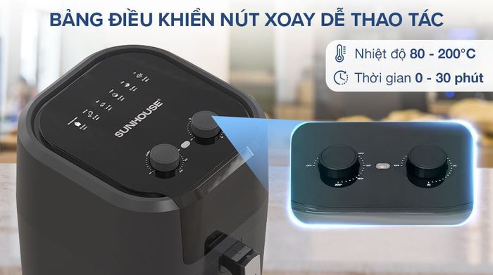 Nồi chiên không dầu Sunhouse SHD4037 9 lít - Bảng điều khiển