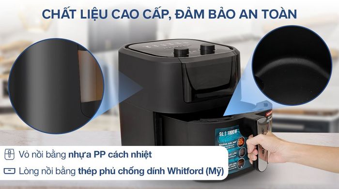 Nồi chiên không dầu Sunhouse SHD4037 9 lít - Chất liệu