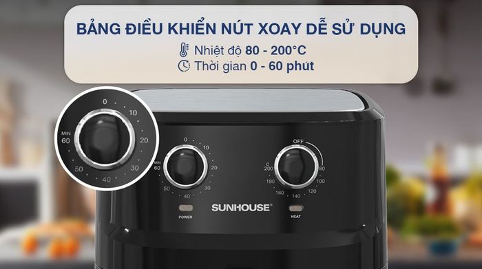 Nồi chiên không dầu Sunhouse SHD4030 6.5 lít - Bảng điều khiển