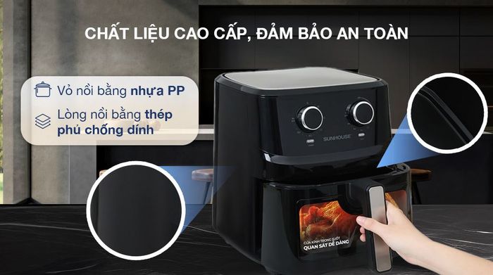 Nồi chiên không dầu Sunhouse SHD4030 6.5 lít - Chất liệu
