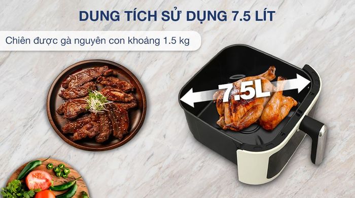Nồi chiên không dầu Rapido RAF-7.5M3 7.5 lít - Dung tích