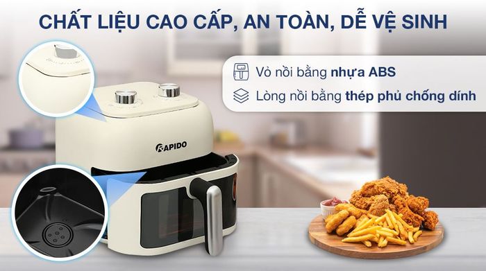 Nồi chiên không dầu Rapido RAF-7.5M3 7.5 lít - Chất liệu