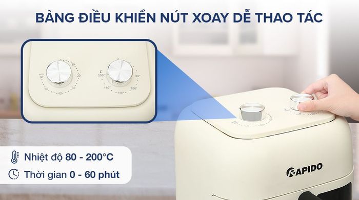 Nồi chiên không dầu Rapido RAF-7.5M3 7.5 lít - Bảng điều khiển