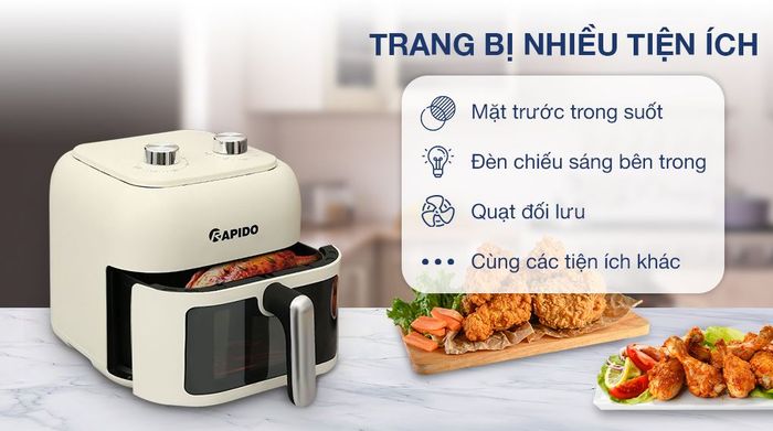 Nồi chiên không dầu Rapido RAF-7.5M3 7.5 lít - Tiện ích