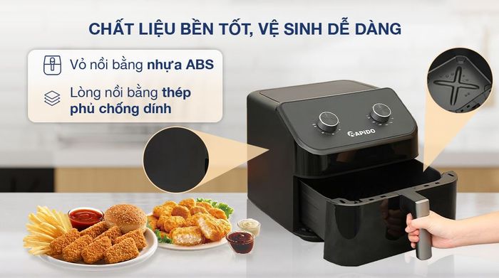 Nồi chiên không dầu Rapido RAF-9.0M 9 lít - Chất liệu