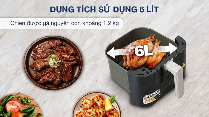 Nồi chiên không dầu BlueStone AFB-5867 6 lít - Dung tích