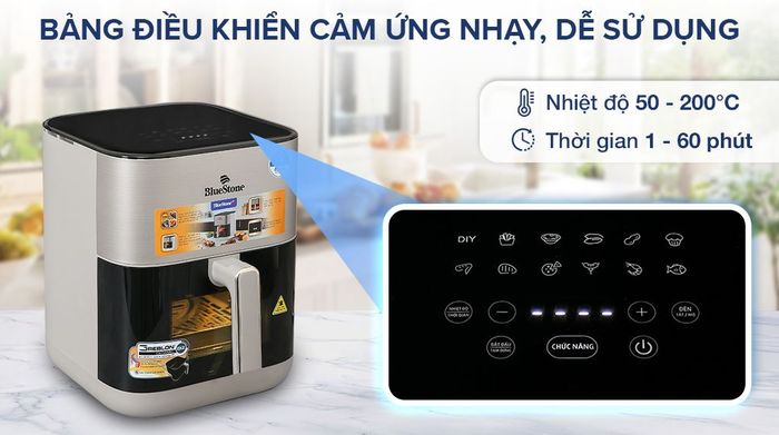 Nồi chiên không dầu BlueStone AFB-5867 6 lít - Bảng điều khiển