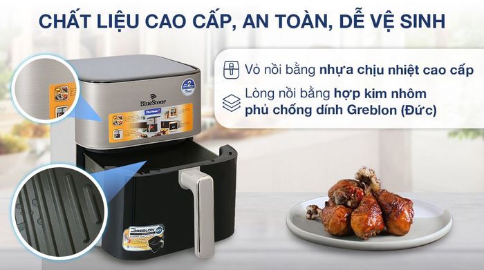 Nồi chiên không dầu BlueStone AFB-5867 6 lít - Chất liệu