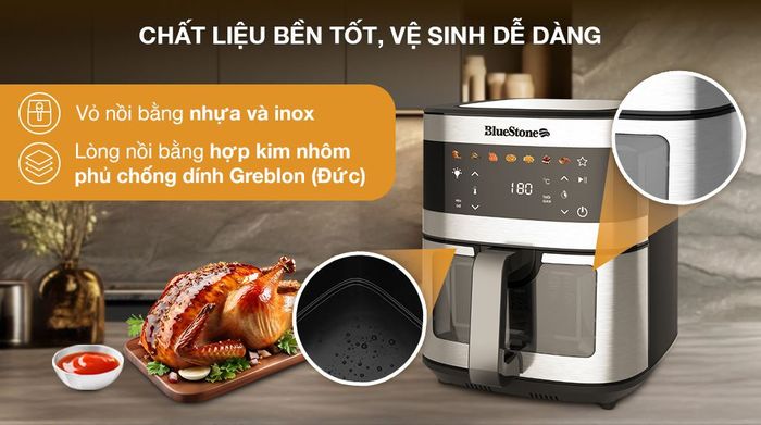 Nồi chiên không dầu BlueStone AFB-5886 9 lít - Chất liệu