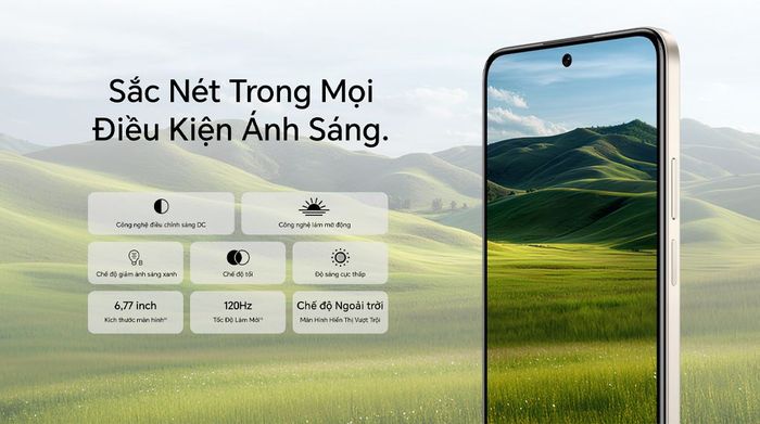 Tần số quét 120Hz và chế độ giảm ánh sáng xanh của HONOR X7d giúp hạn chế mỏi mắt, thao tác vuốt chạm mượt mà