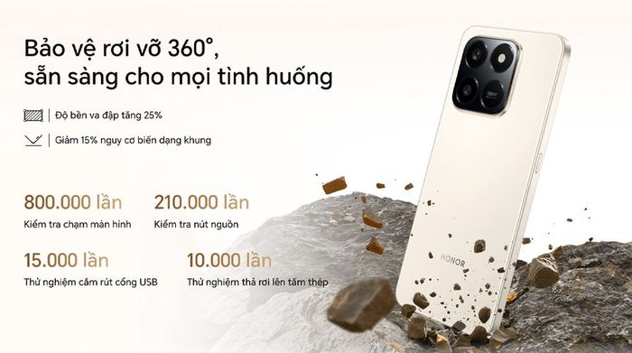 HONOR X7d với chứng nhận SGS Thụy Sĩ, giúp chống rơi vỡ, chịu lực tốt và đảm bảo giá trị sử dụng lâu dài