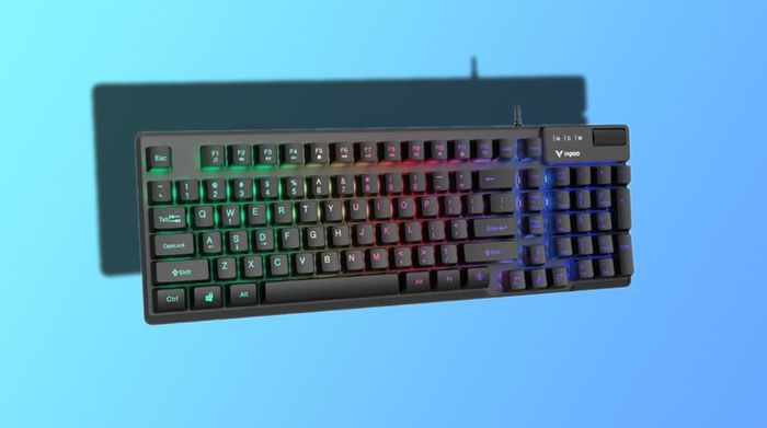 Đèn nền RGB rực rỡ của bàn phím Rapoo V50s 98 tạo hiệu ứng ánh sáng sống động, tôn phong cách game thủ