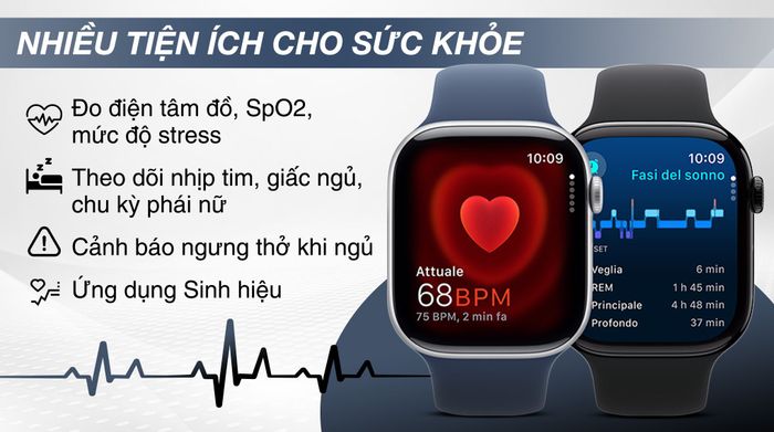 Apple Watch Series 10 GPS + Cellular 42mm viền nhôm dây thể thao - Sức khỏe