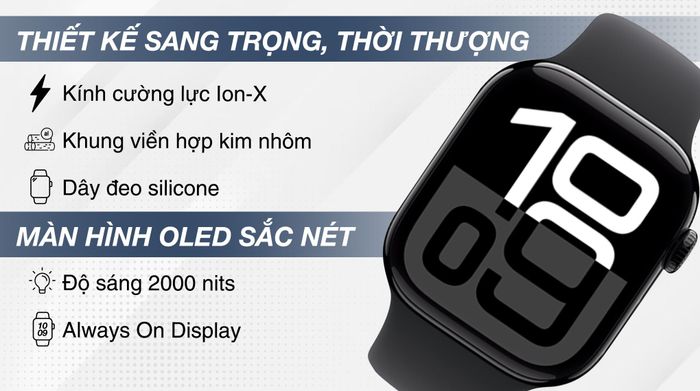 Apple Watch Series 10 GPS + Cellular 46mm viền nhôm dây thể thao - Thiết kế