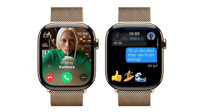 Apple Watch Series 10 GPS + Cellular 46mm viền Titanium dây Milan - Nghe gọi