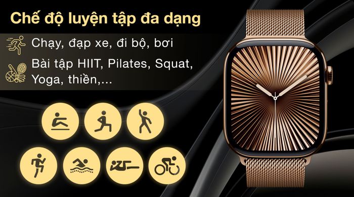 Apple Watch Series 10 GPS + Cellular 46mm viền Titanium dây Milan - Luyện tập