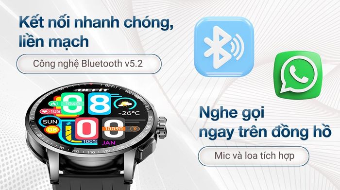 BeFit Sporty 3 46.4mm dây silicone - Kết nối