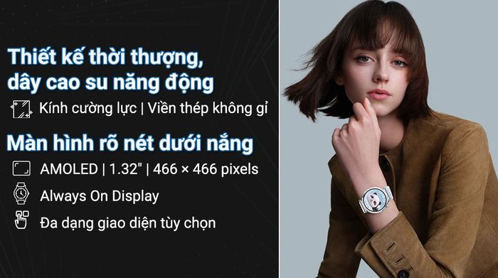 Huawei Watch GT 5 41mm viền thép dây cao su - Thiết kế