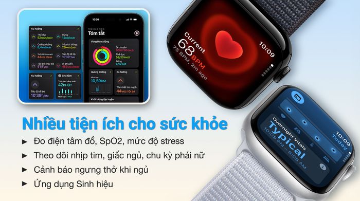 Apple Watch Series 10 GPS + Cellular 42mm viền nhôm dây vải - Sức khỏe