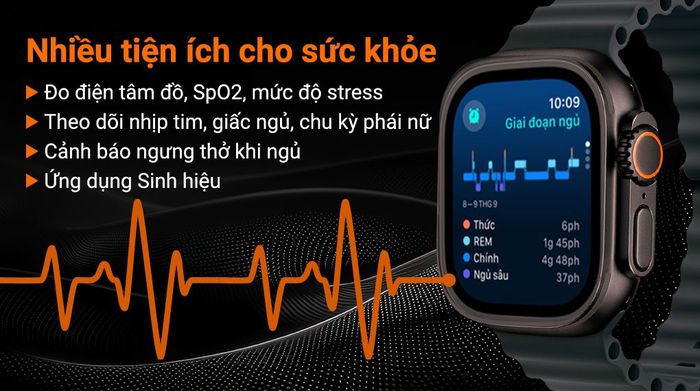 Apple Watch Ultra 2 GPS + Cellular 49mm viền Titanium đen dây Ocean - Sức khỏe