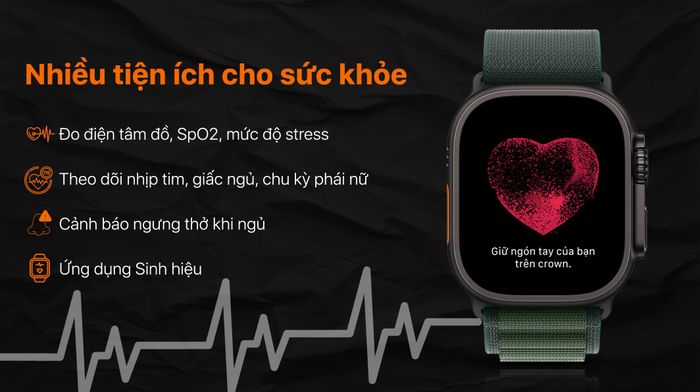 Apple Watch Ultra 2 GPS + Cellular 49mm viền Titanium đen dây Alpine - Sức khỏe