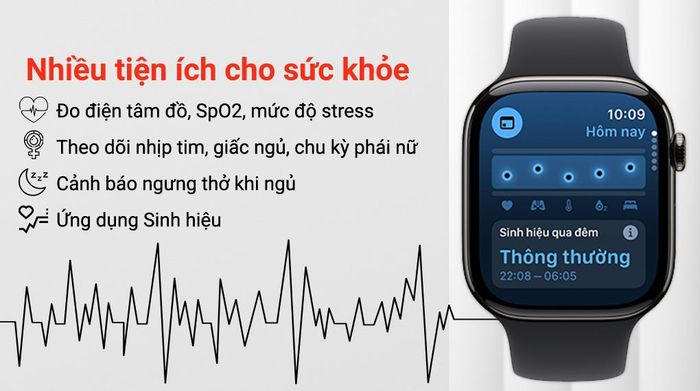 Apple Watch Series 10 GPS + Cellular 46mm viền Titanium dây thể thao - Sức khỏe