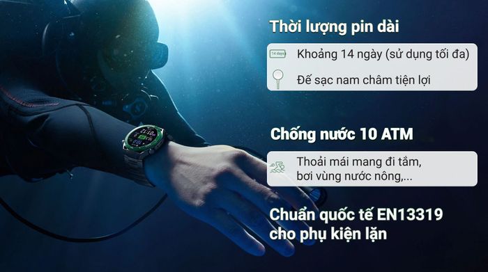 Đồng hồ thông minh Huawei Watch Ultimate - Pin và Chống nước