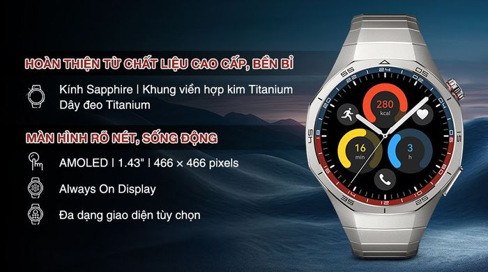 Huawei Watch GT 5 Pro 46mm viền Titanium dây Titanium - Thiết kế