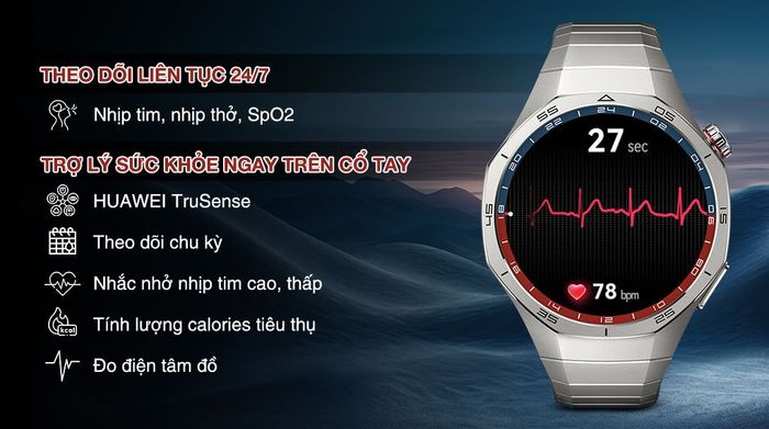 Huawei Watch GT 5 Pro 46mm viền Titanium dây Titanium - Sức khỏe