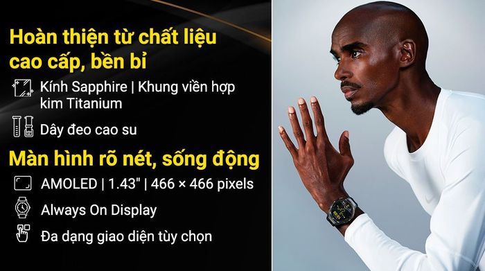 Huawei Watch GT 5 Pro 46mm viền Titanium dây cao su - Thiết kế