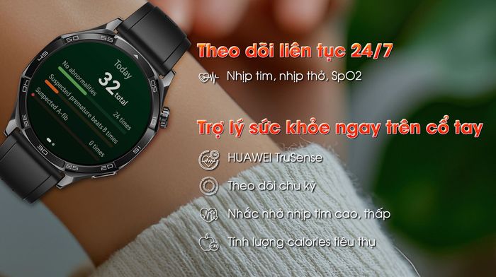Huawei Watch GT 5 46mm viền thép dây cao su - Sức khỏe