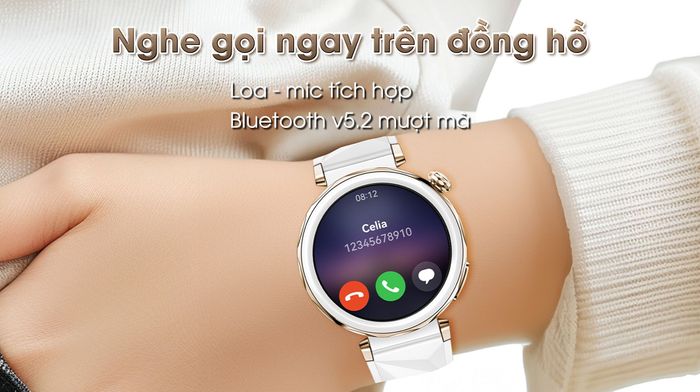 Huawei Watch GT 5 Pro 42mm viền gốm dây cao su - Nghe gọi
