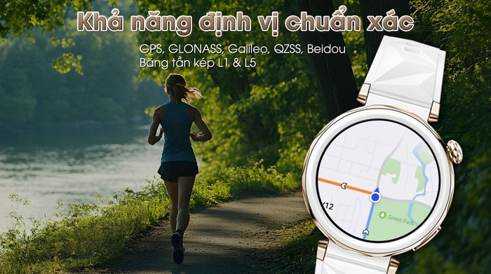 Huawei Watch GT 5 Pro 42mm viền gốm dây cao su - Định vị