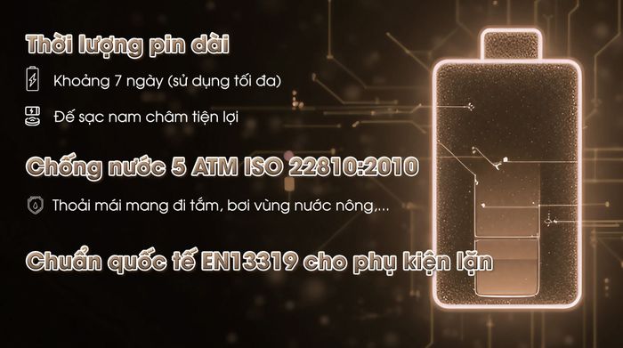 Huawei Watch GT 5 Pro 42mm viền gốm dây cao su - Pin và Chống nước