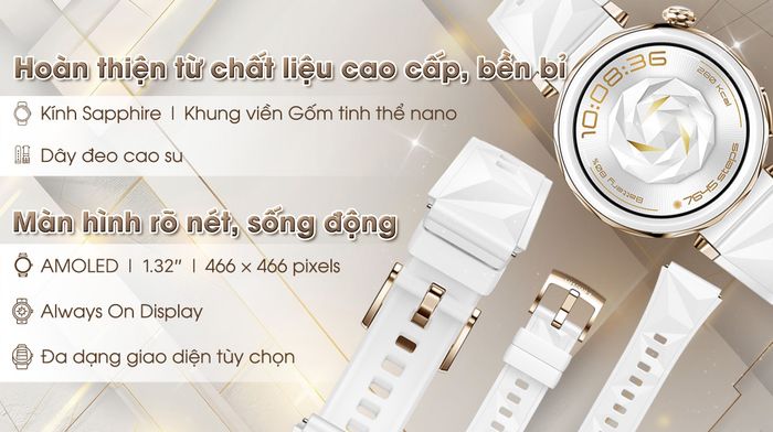 Huawei Watch GT 5 Pro 42mm viền gốm dây cao su - Thiết kế