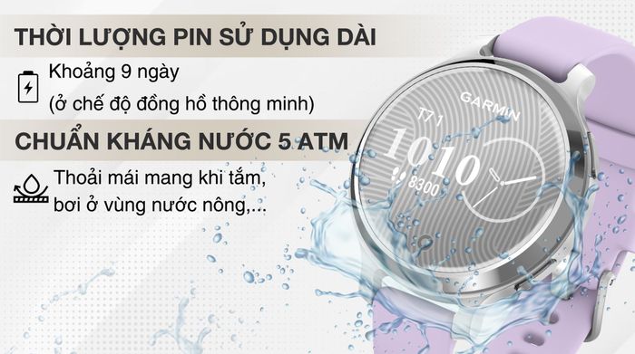 Garmin Lily 2 Active 38mm - Pin và kháng nước