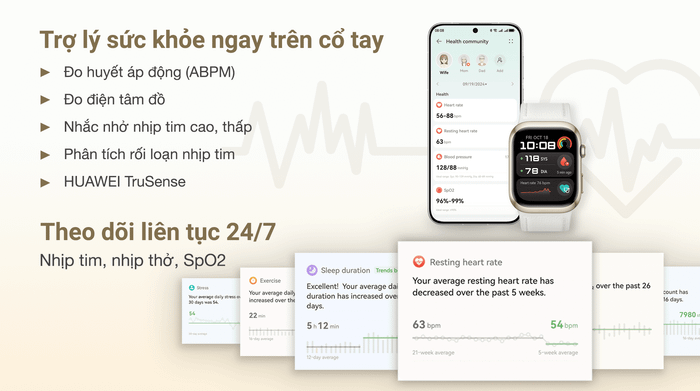 Huawei Watch D2 48mm dây da - Sức khỏe