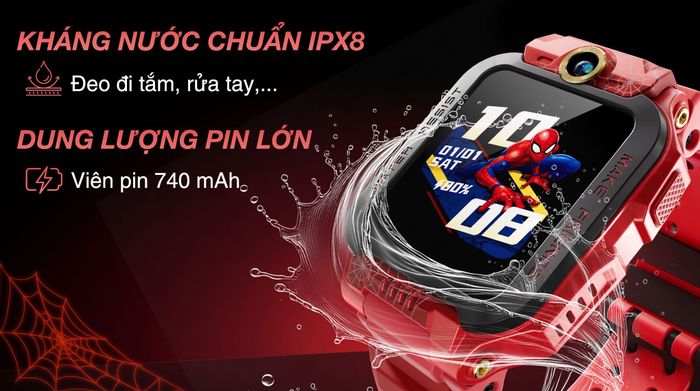 Đồng hồ định vị trẻ em imoo Z7 Spider Man - Pin và khang nước