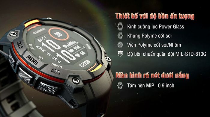 Garmin Instinct 3 Solar 45mm dây silicone - Thiết kế