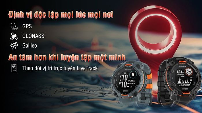 Garmin Instinct 3 Solar 45mm dây silicone - Định vị