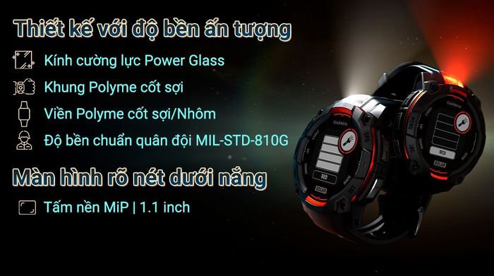 Garmin Instinct 3 Solar 50mm dây silicone - Thiết kế
