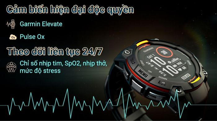 Garmin Instinct 3 Solar 50mm dây silicone - Sức khỏe