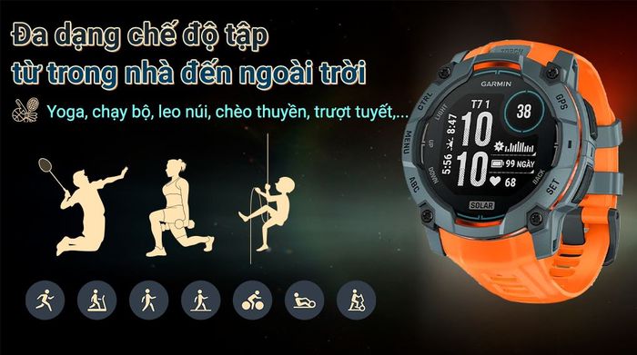 Garmin Instinct 3 Solar 50mm dây silicone - Luyện tập