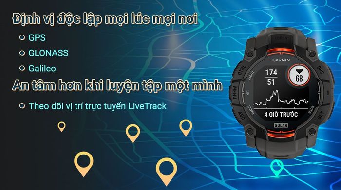 Garmin Instinct 3 Solar 50mm dây silicone - Định vị