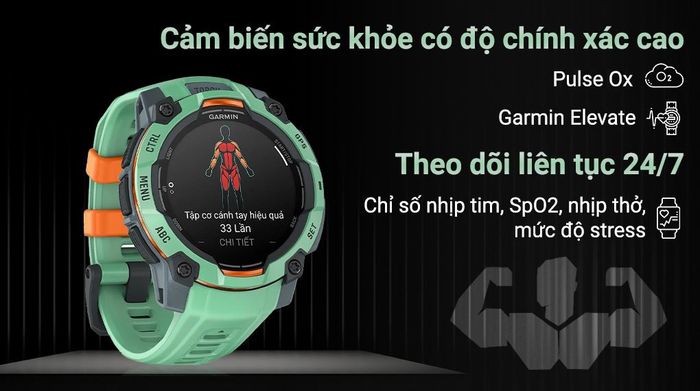 Garmin Instinct 3 45mm dây silicone - Sức khỏe