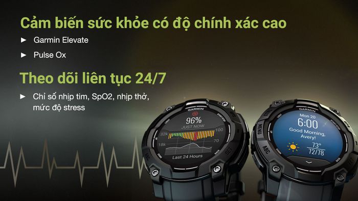 Garmin Instinct 3 50mm dây silicone - Sức khỏe