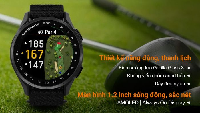 Garmin Approach S50 43mm dây nylon - Thiết kế