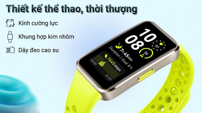 Huawei Band 10 viền nhôm dây cao su - Thiết kế