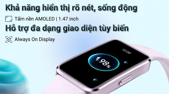 Huawei Band 10 viền nhôm dây cao su - Màn hình